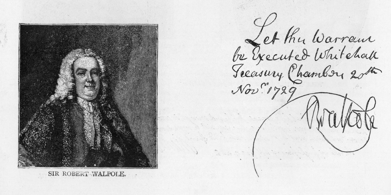 Handstil och signatur av Sir Robert Walpole av Unbekannt