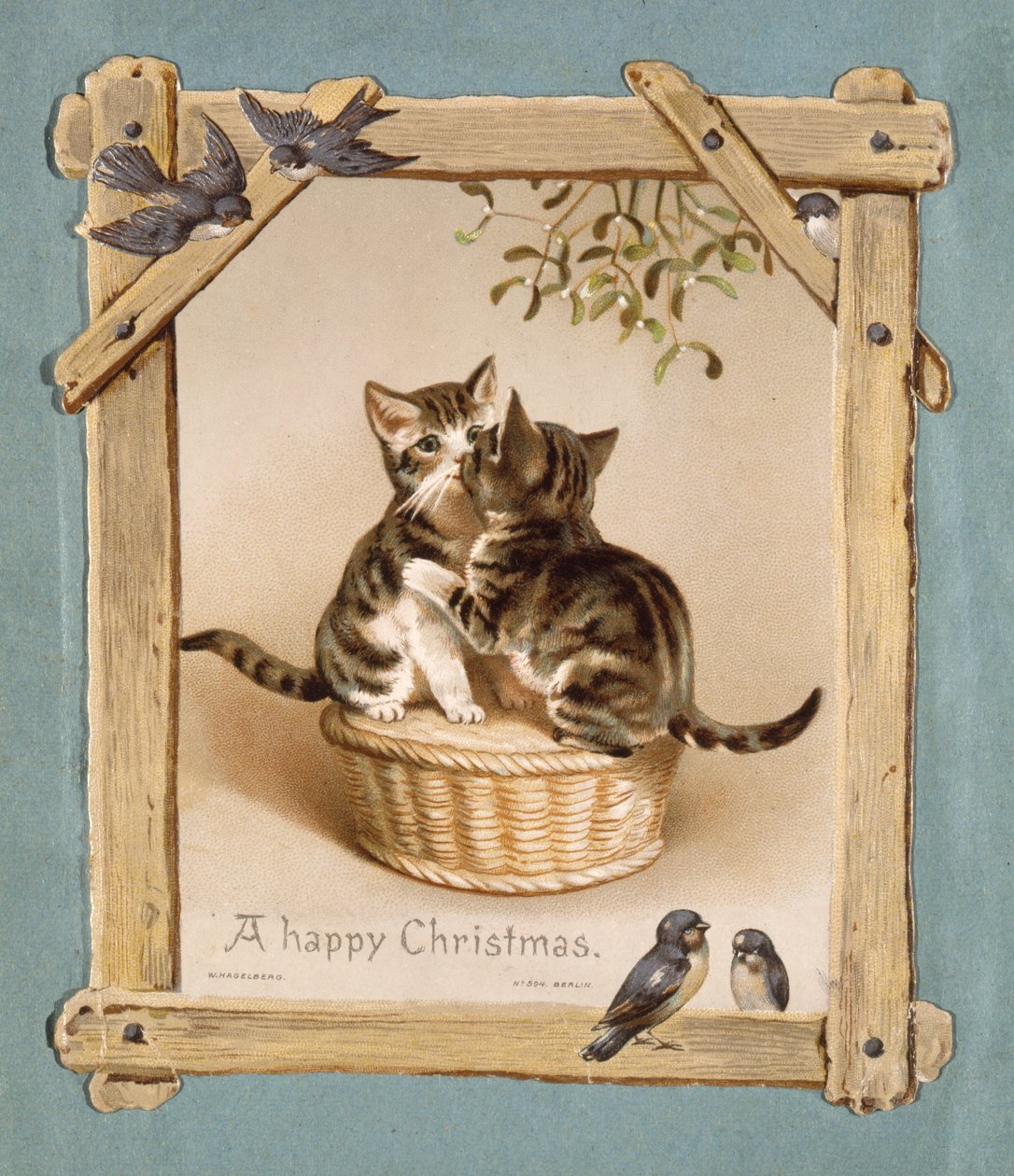 "Glad jul säger kattungarna" (chromolitho) av Unbekannter Künstler