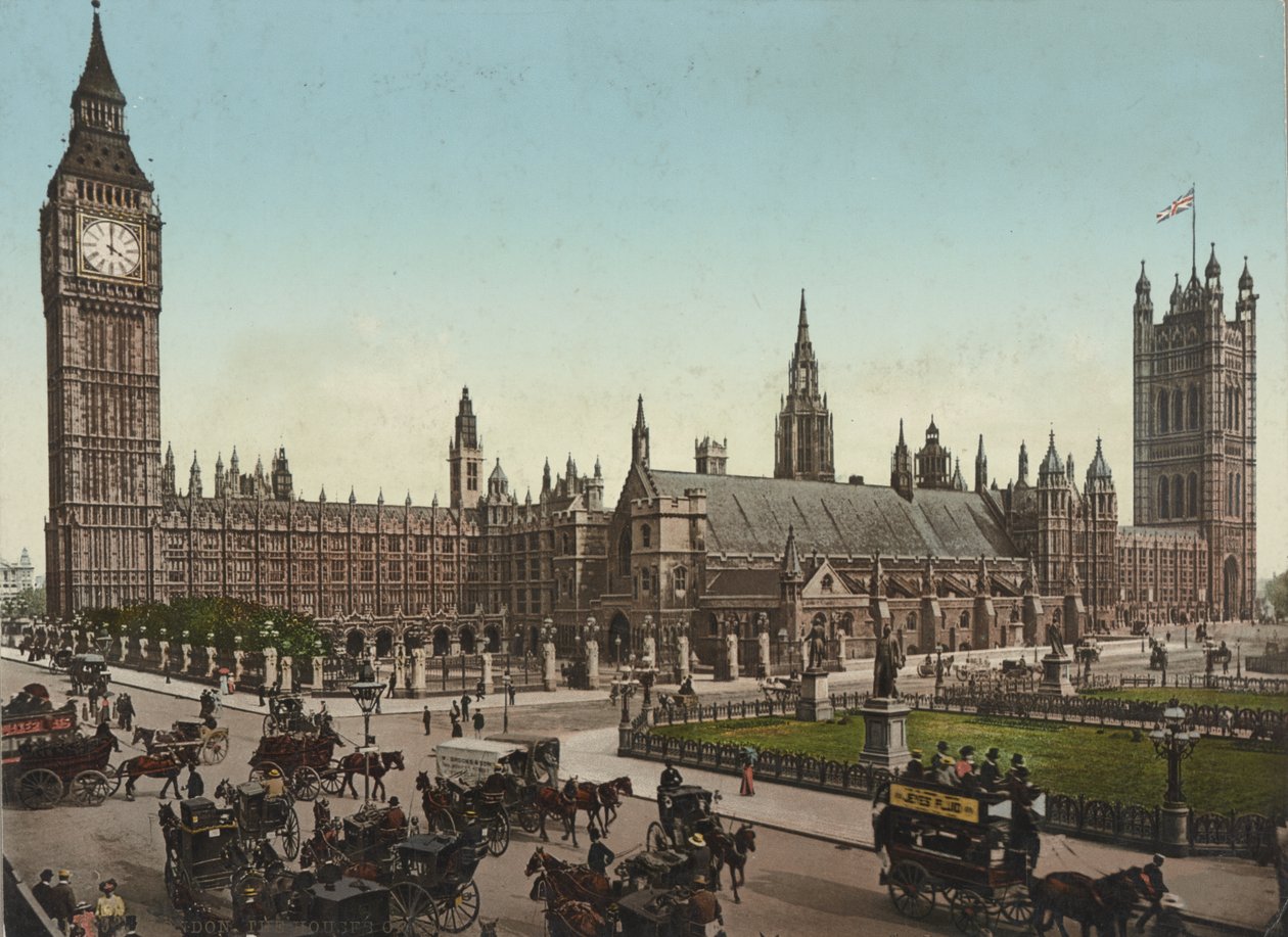 Houses of Parliament, London, ca 1890-1900 (fotokromkaniskt tryck) av Unbekannt