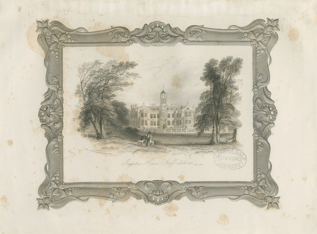 Ingestre Hall: stålstick, 1 april 1841 av Unbekannt