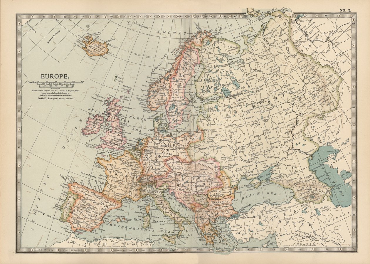 Karta över Europa, ca 1900 (gravyr) av Unbekannter Künstler