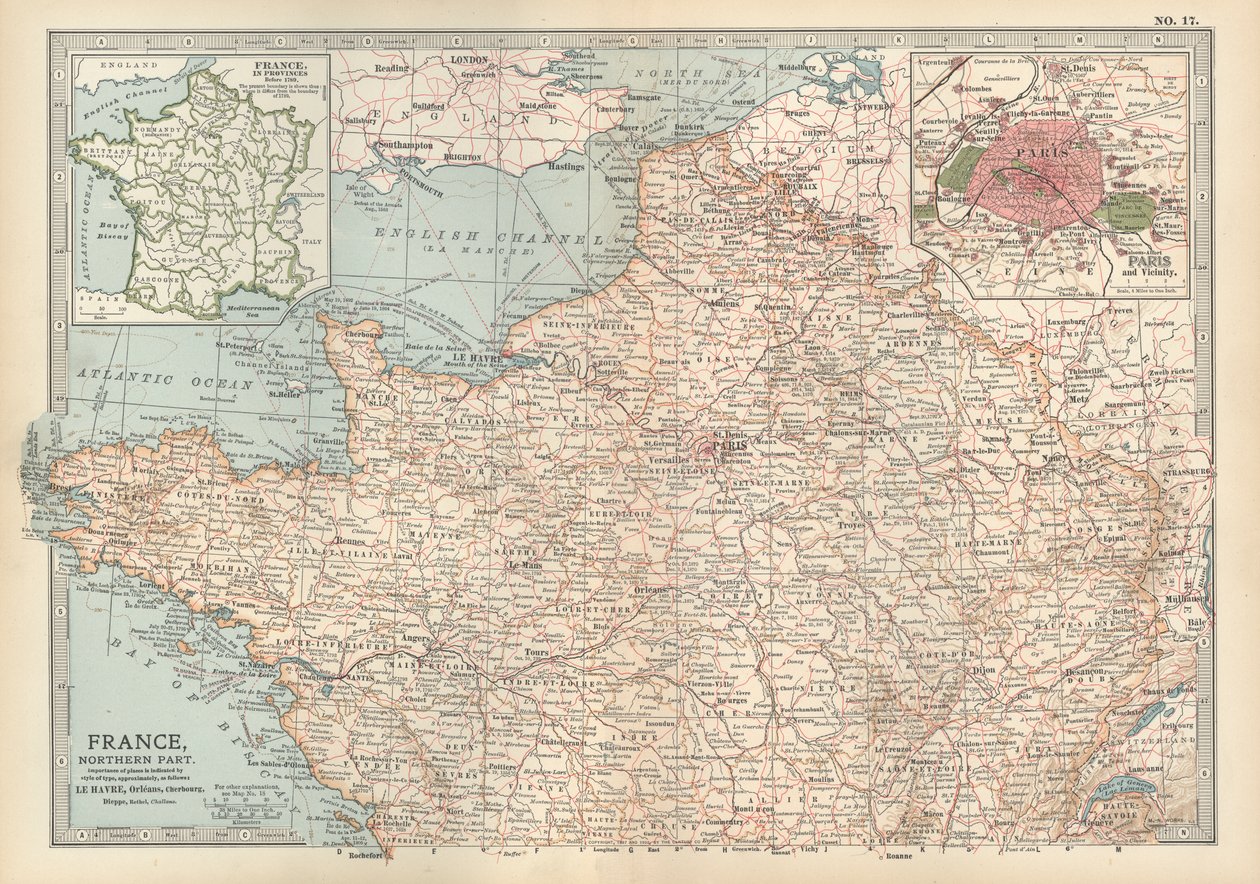 Karta över Frankrike, ca 1900 (gravyr) av Unbekannter Künstler