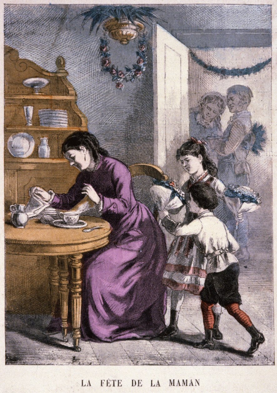 Mödrarnas dag, ca 1870-1880 (gravyr) av Unbekannter Künstler