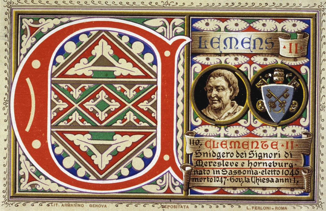 Påven Clemens II (1046-1047). Kromolitografi från 1903. av Unbekannter Künstler