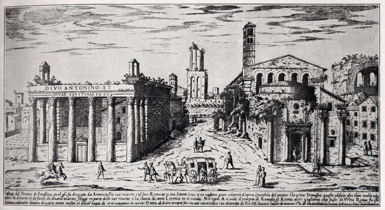 Forum Romanum 1500-talet (gravyr) av Unbekannter Künstler
