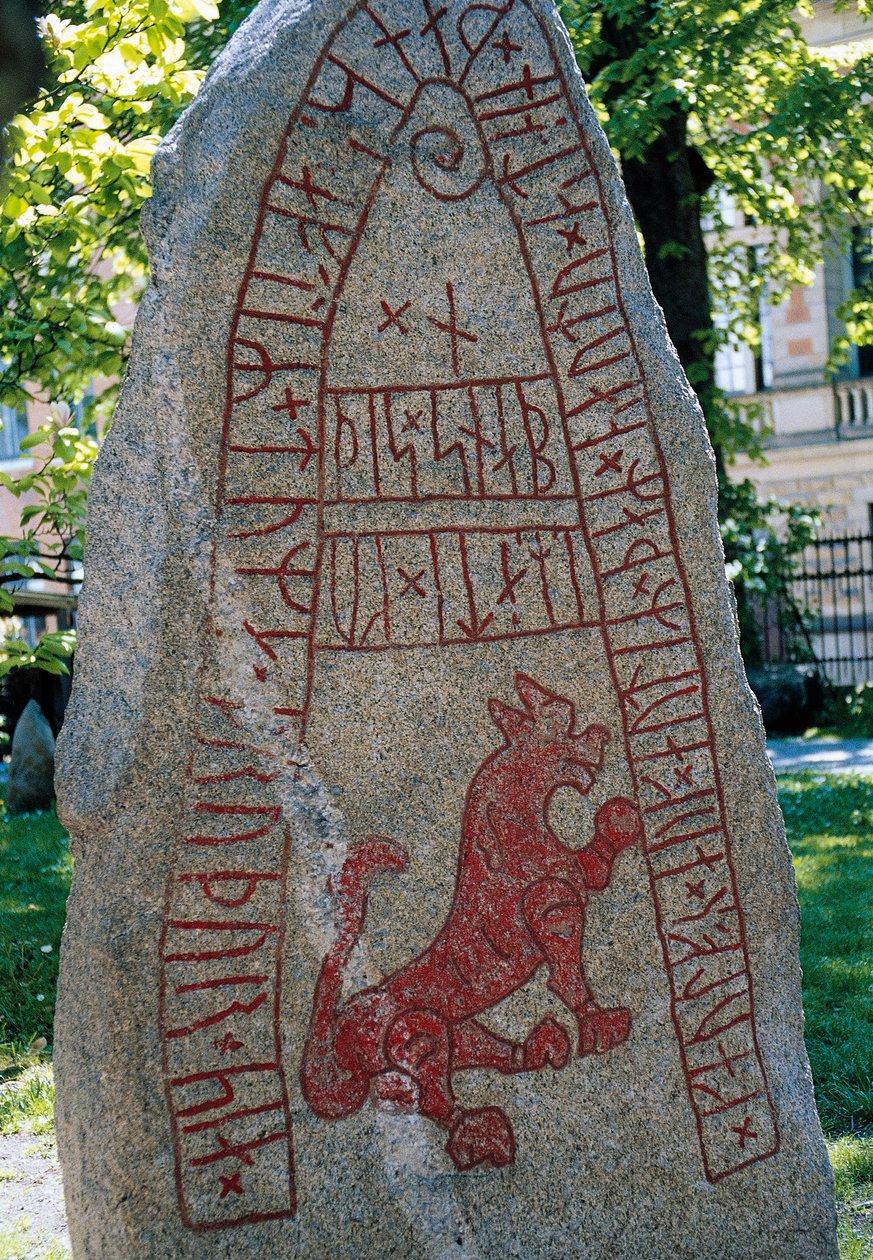 Rune Stone, Lund, Sverige. Viking civilisation. av Benjamin Baud
