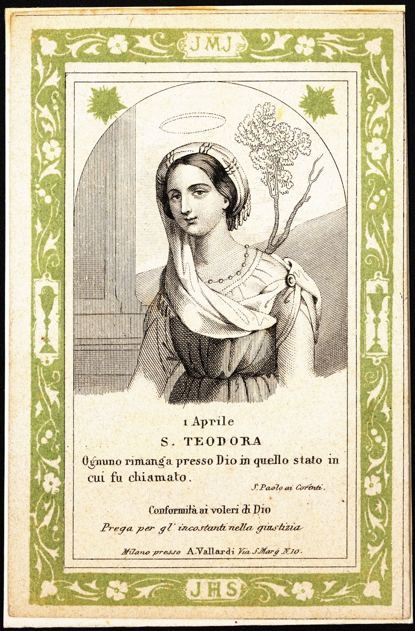 St. Theodora, tidigt 1900-tal (gravyr) av Unbekannter Künstler