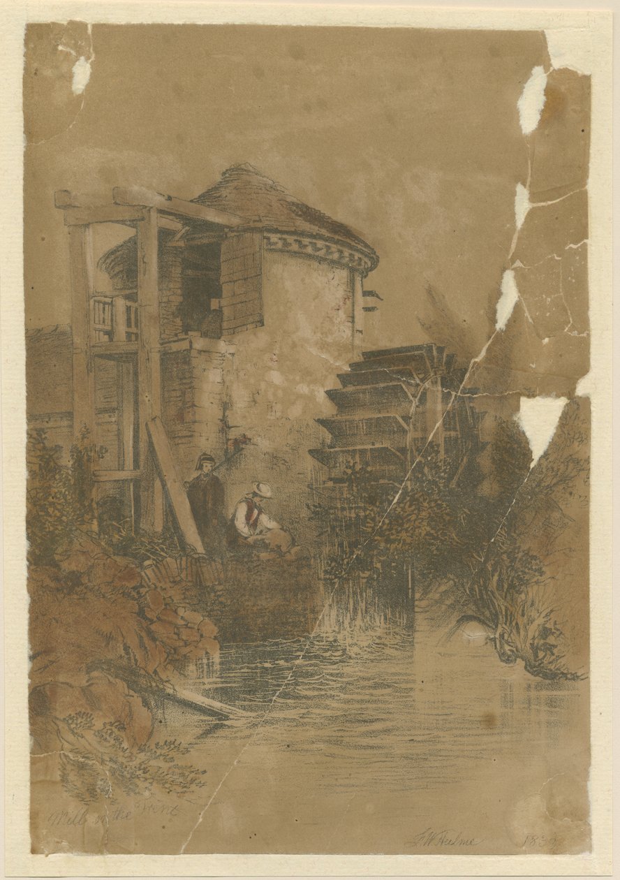 Stoke-upon-Trent - Boothen Mill: tonad litografi, 1839 av Unbekannt