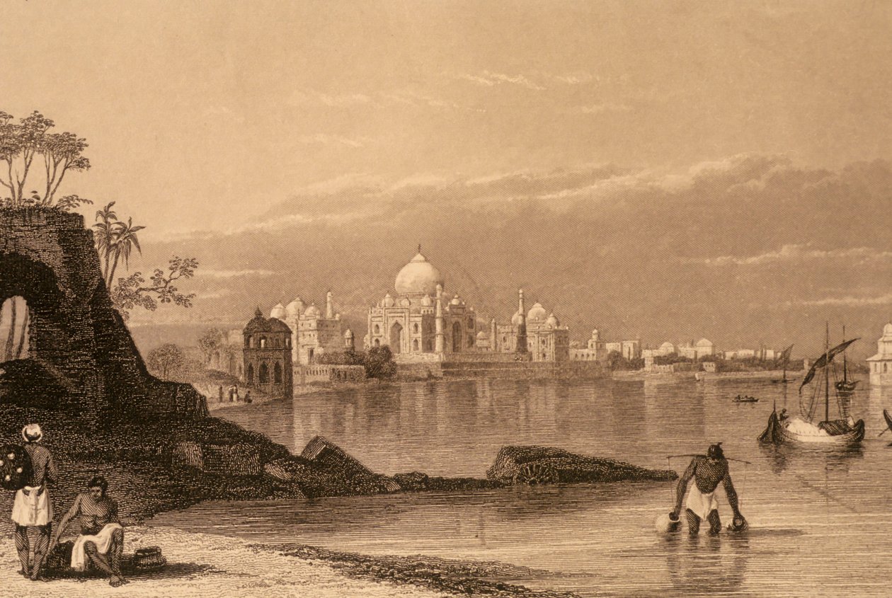 Taj Mahal, Agra, Uttar Pradesh, Indien (gravyr) av Unbekannter Künstler
