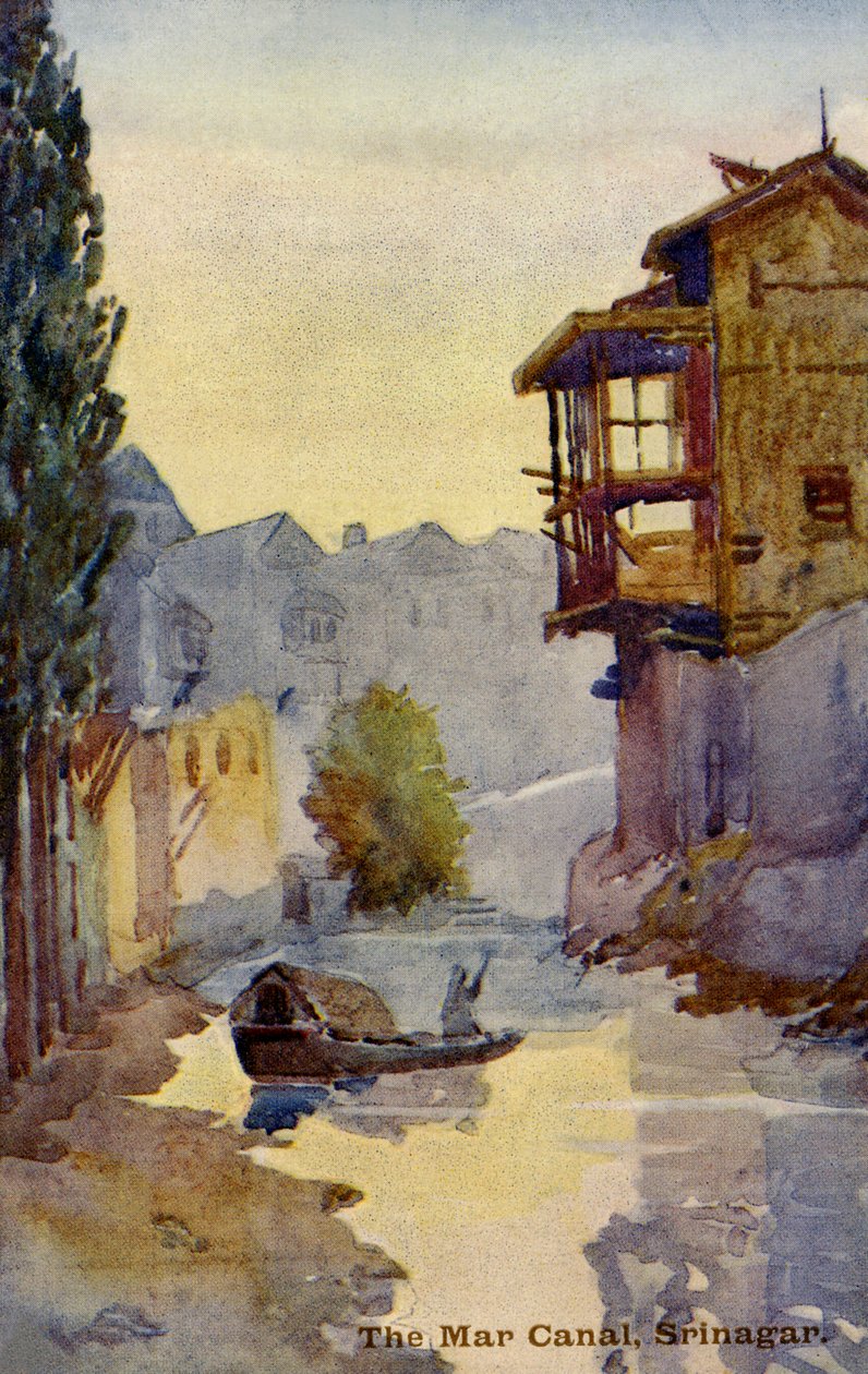 The Mar Canal, Srinagar, Kashmir, Indien. av Unbekannter Künstler