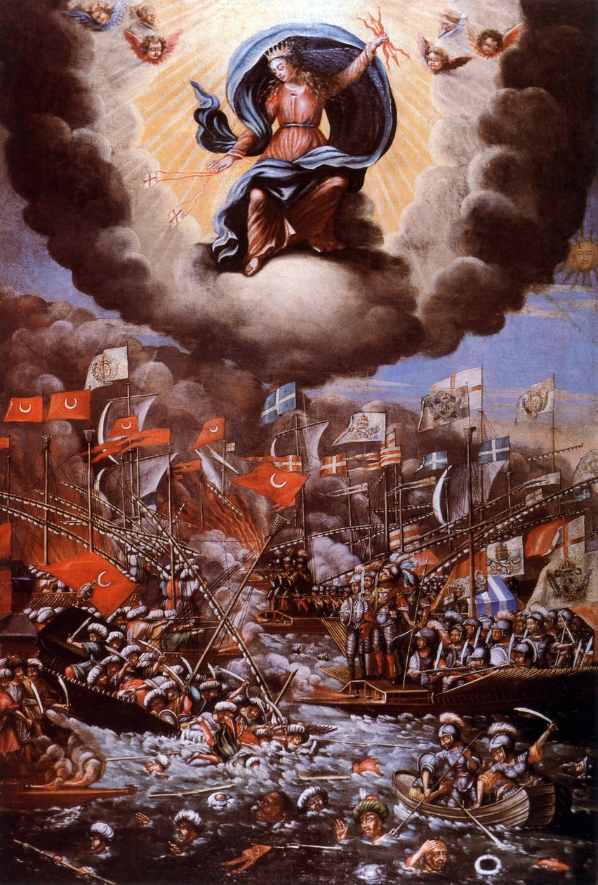 Slaget vid Lepanto (1571), målning av Unbekannter Künstler