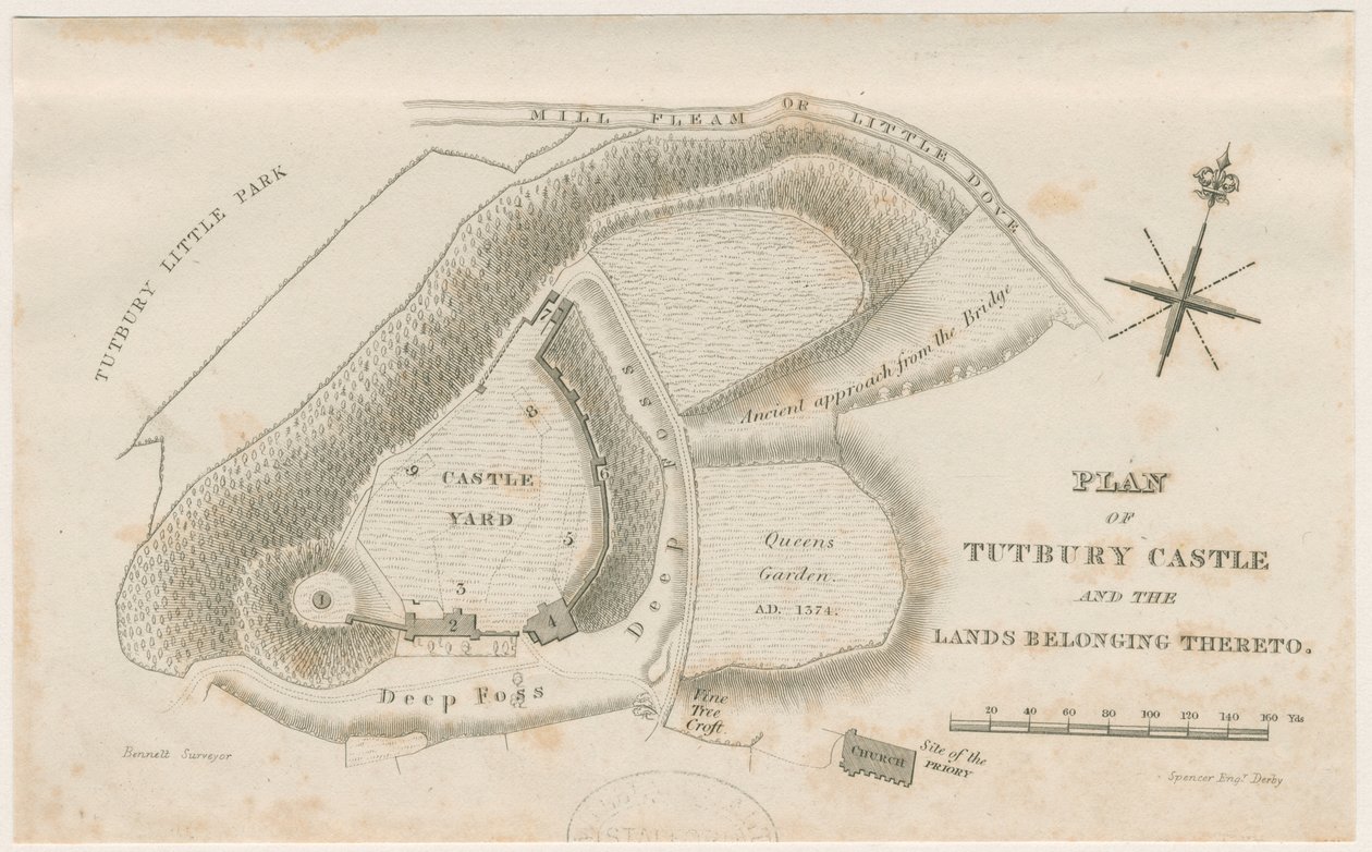Tutbury Castle: Plan: gravyr, nd [c 1832] av Unbekannt