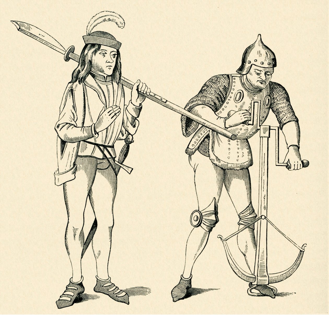 Varlet/Squire och Archer av Unbekannter Künstler