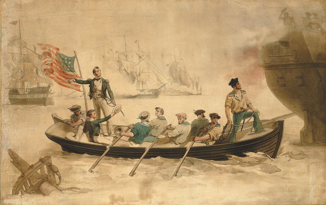 Perry flyttar sin flagga till Niagara av Unidentified