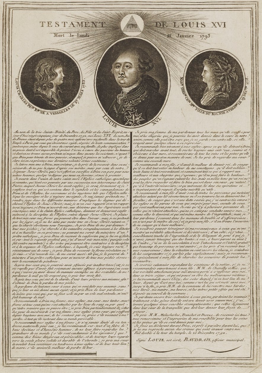 Ludvig XVI:s testamente av Unidentified