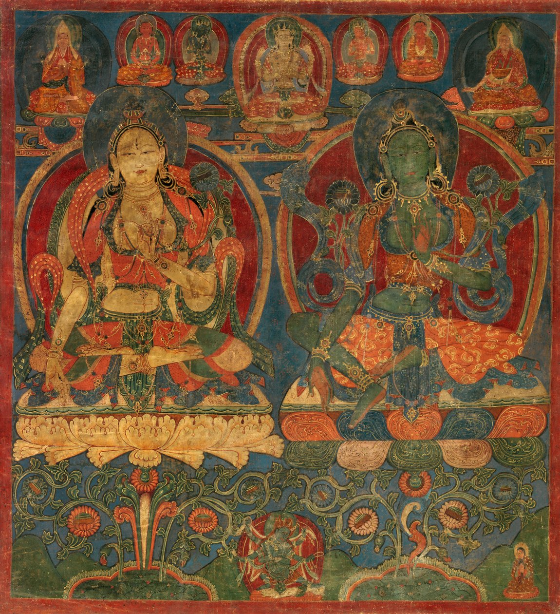 Vit Tara och Grön Tara. Västra Tibet (Guge). av Unknown