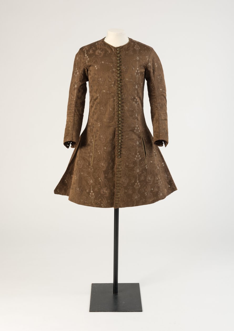 Mans brun vävd sidenväst, 1690-tal (silke) av Unbekannt Unbekannt