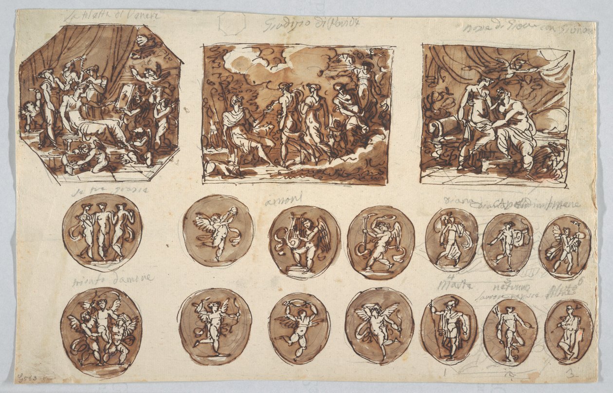 Thetis som observerar vulkan som tillverkar Achilles armar av Unknown