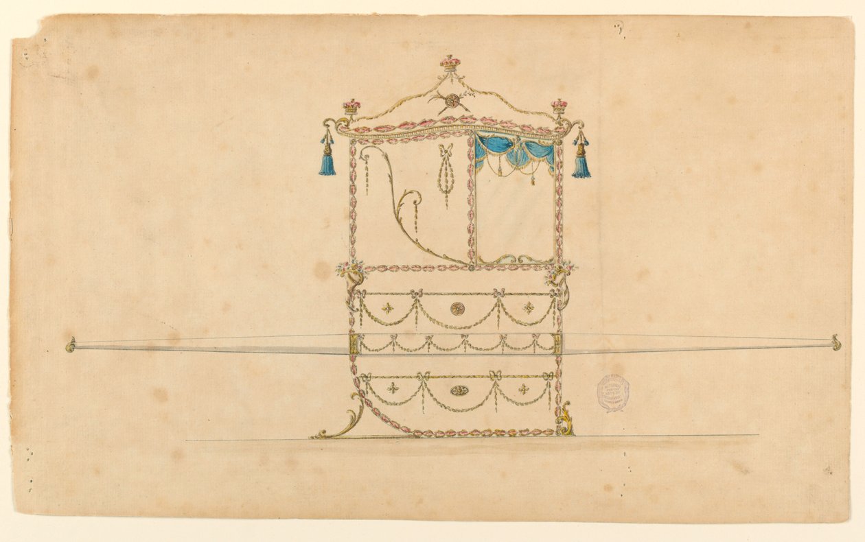 Ritning, projekt för en sedanstol, 1770–75 av Unknown
