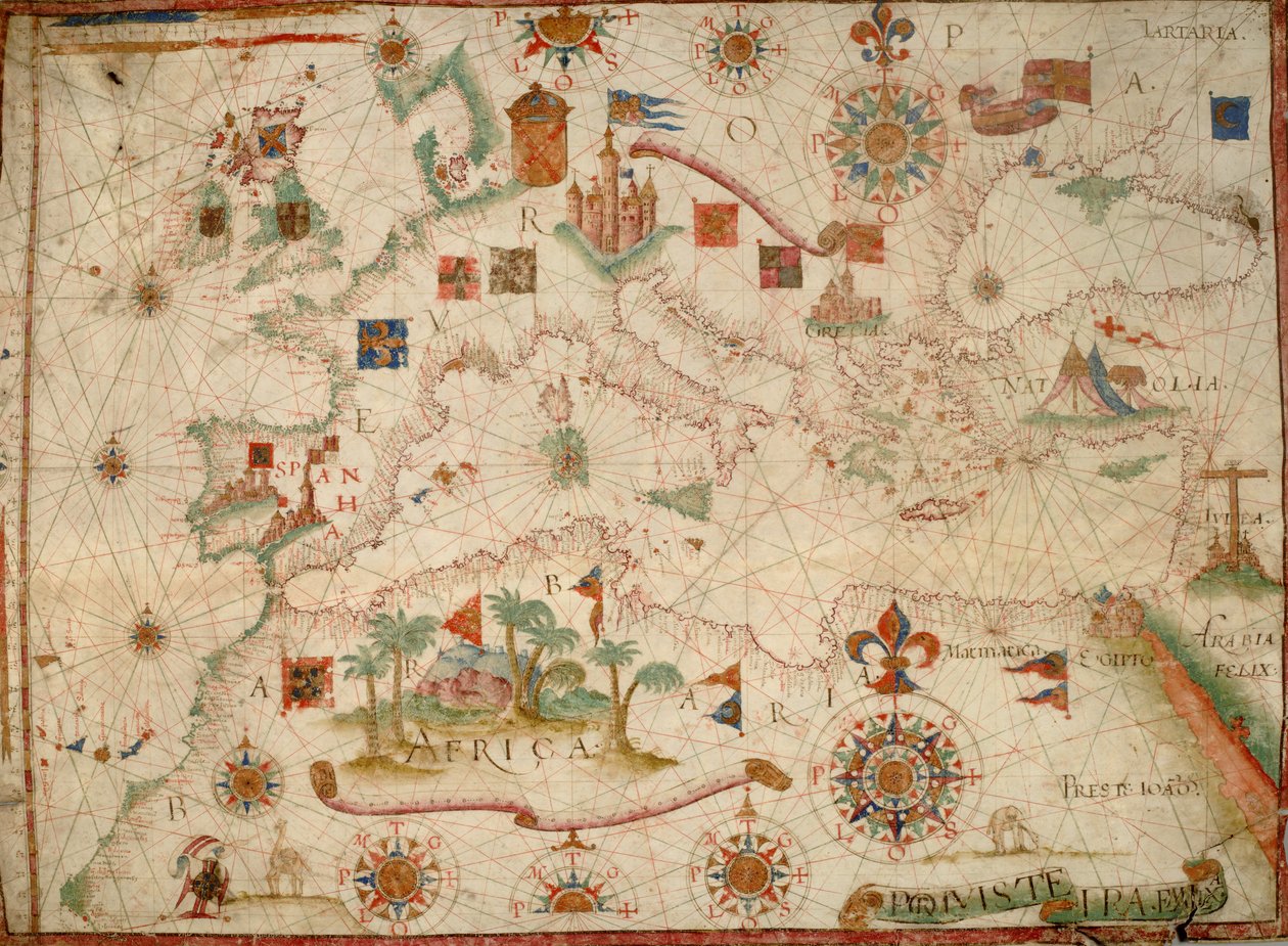 Nautical chart of Mediterranean area, including Europe with British Isles and part of Scandinavia av Unknown