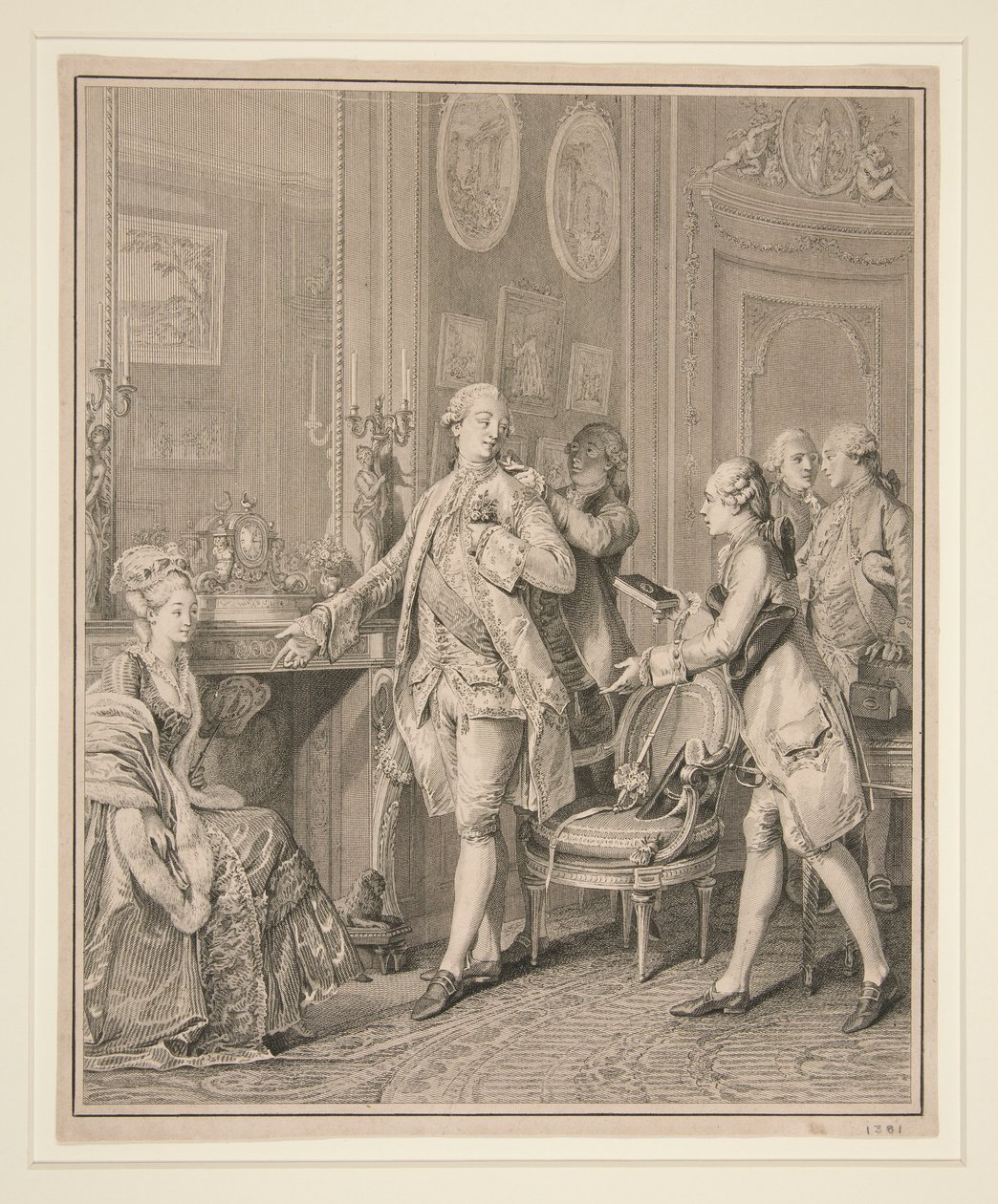 Drawing Room Scen (förberedelse för en ceremoni) av Unknown