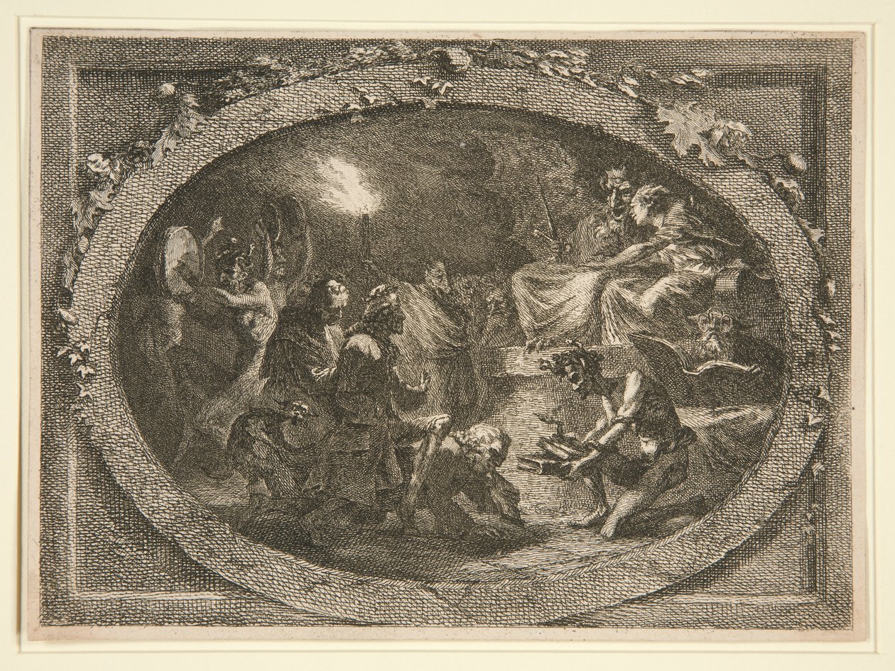 Satanisk scen med Voltaire av Unknown