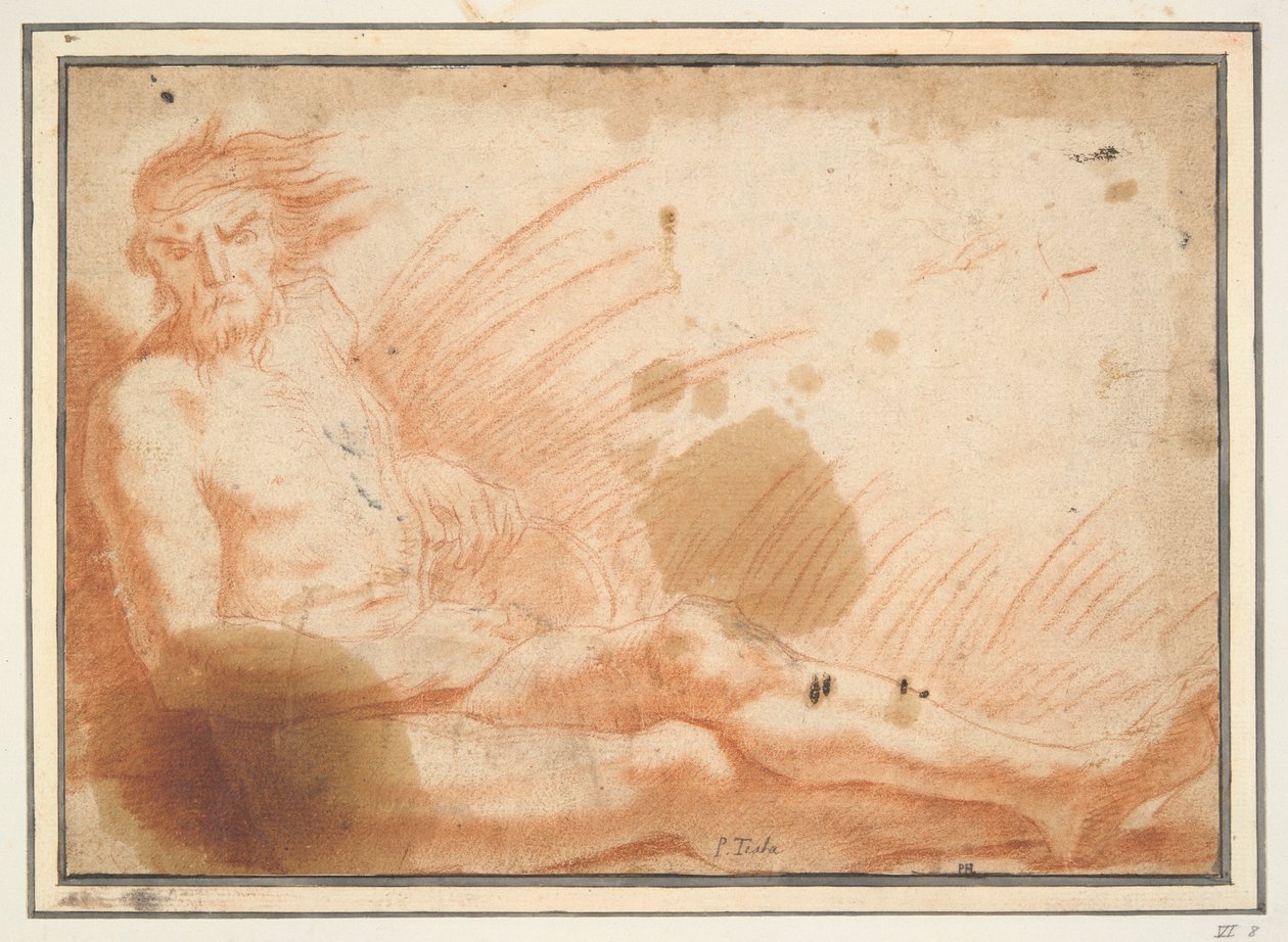 Sittande River God av Unknown