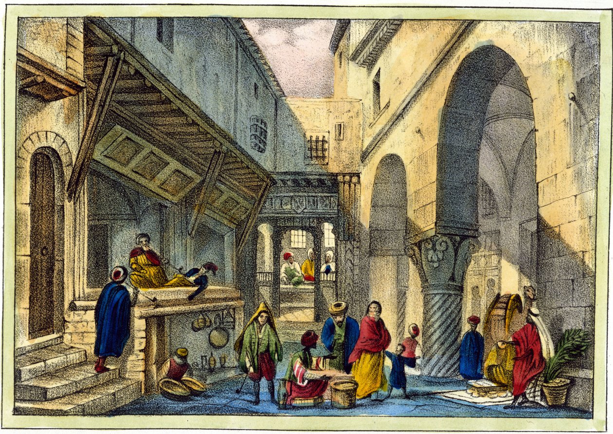 En souk i Alger. av Unknown artist