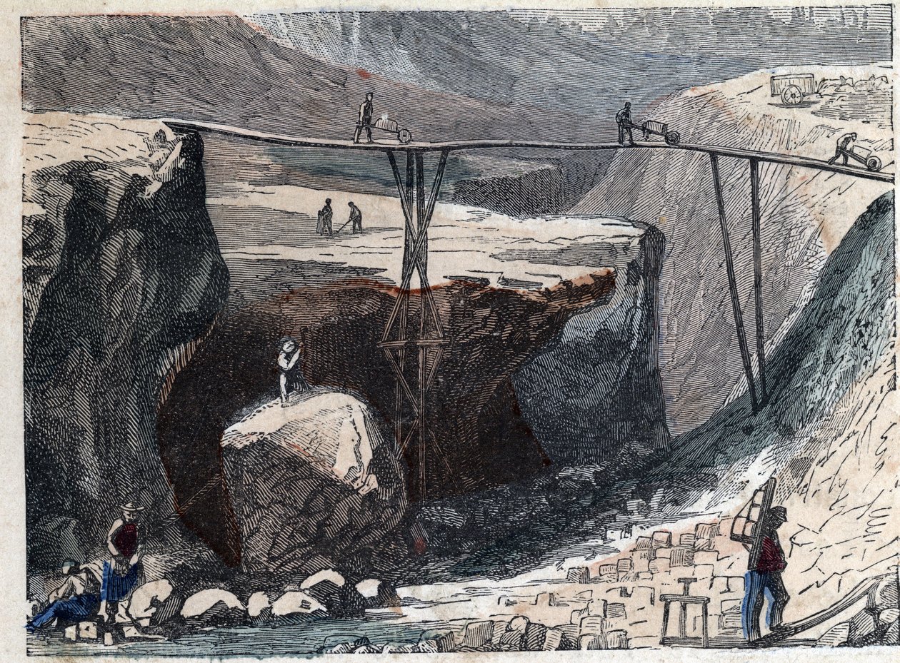 Ett stenbrott på 1800-talet. av Unknown artist