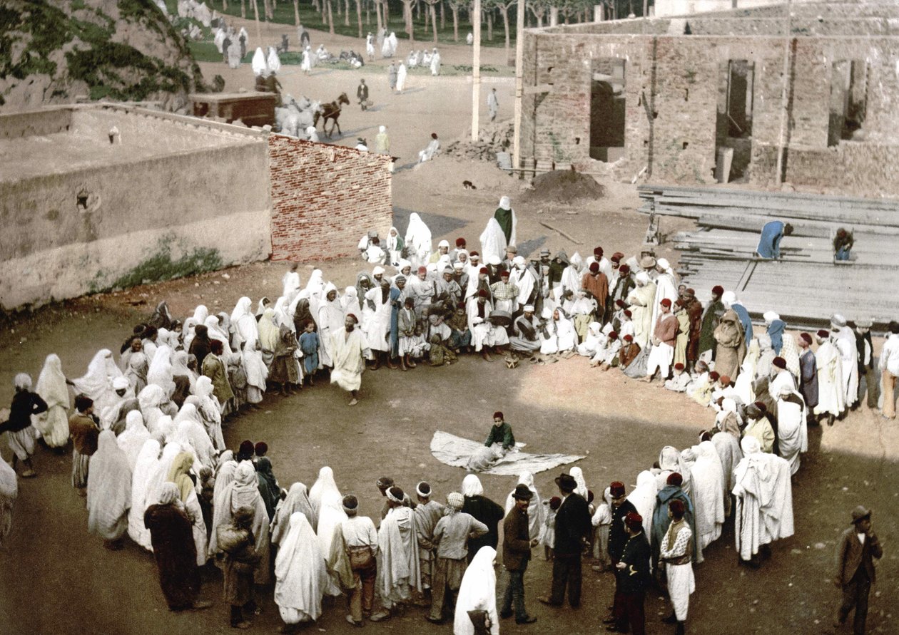 Arabiska jonglörer i Alger. Photochrome v. 1895. av Unknown artist