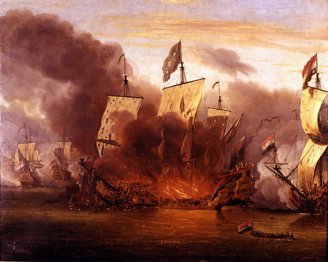 Slaget vid Solebay: 7/06/1672. av Unknown artist