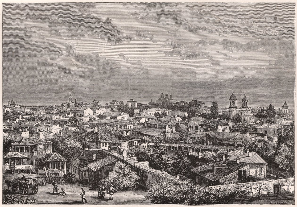 Vy över Bukarest under XIX-talet av Unknown