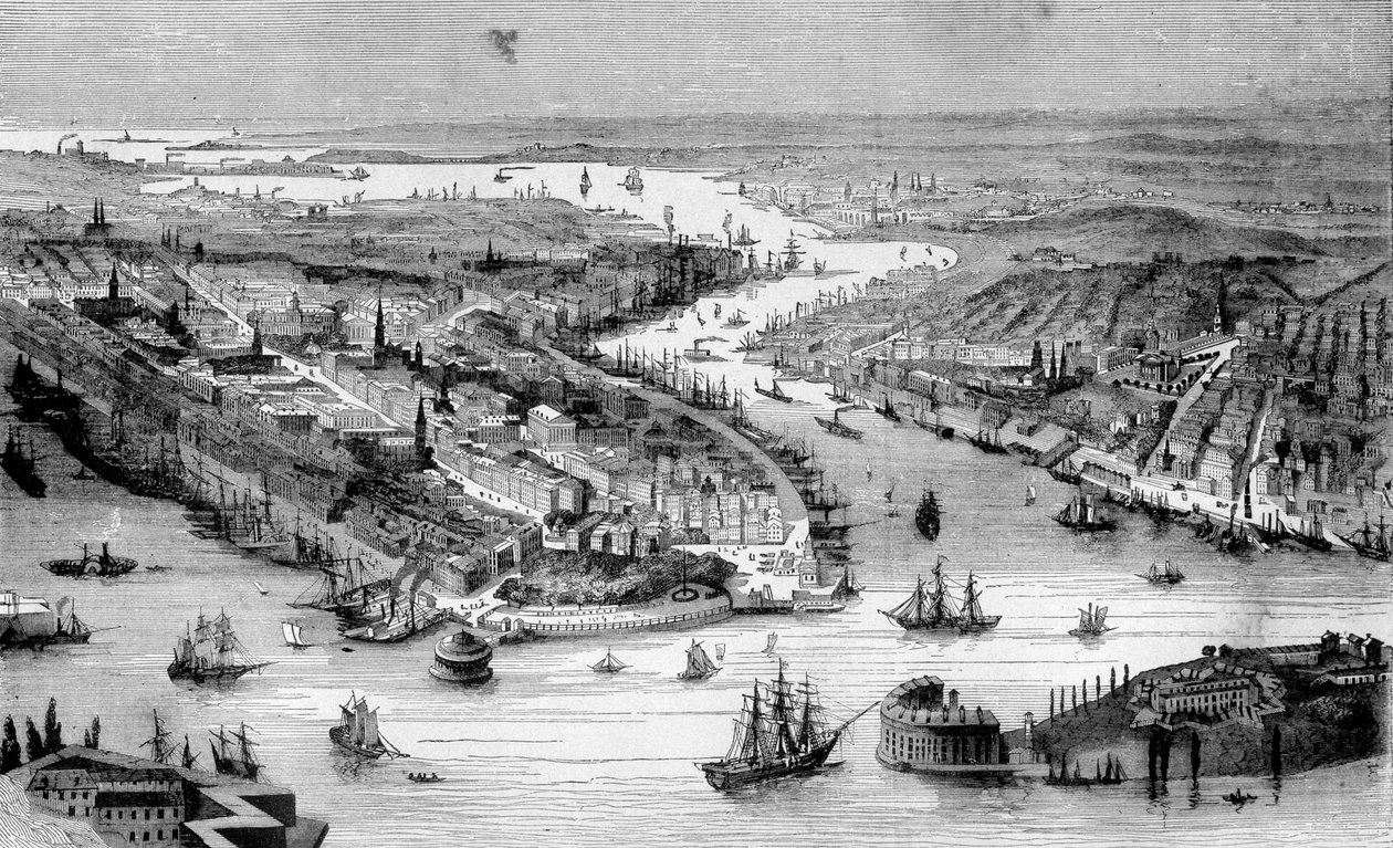 Utsikt över New York omkring 1840. av Unknown artist