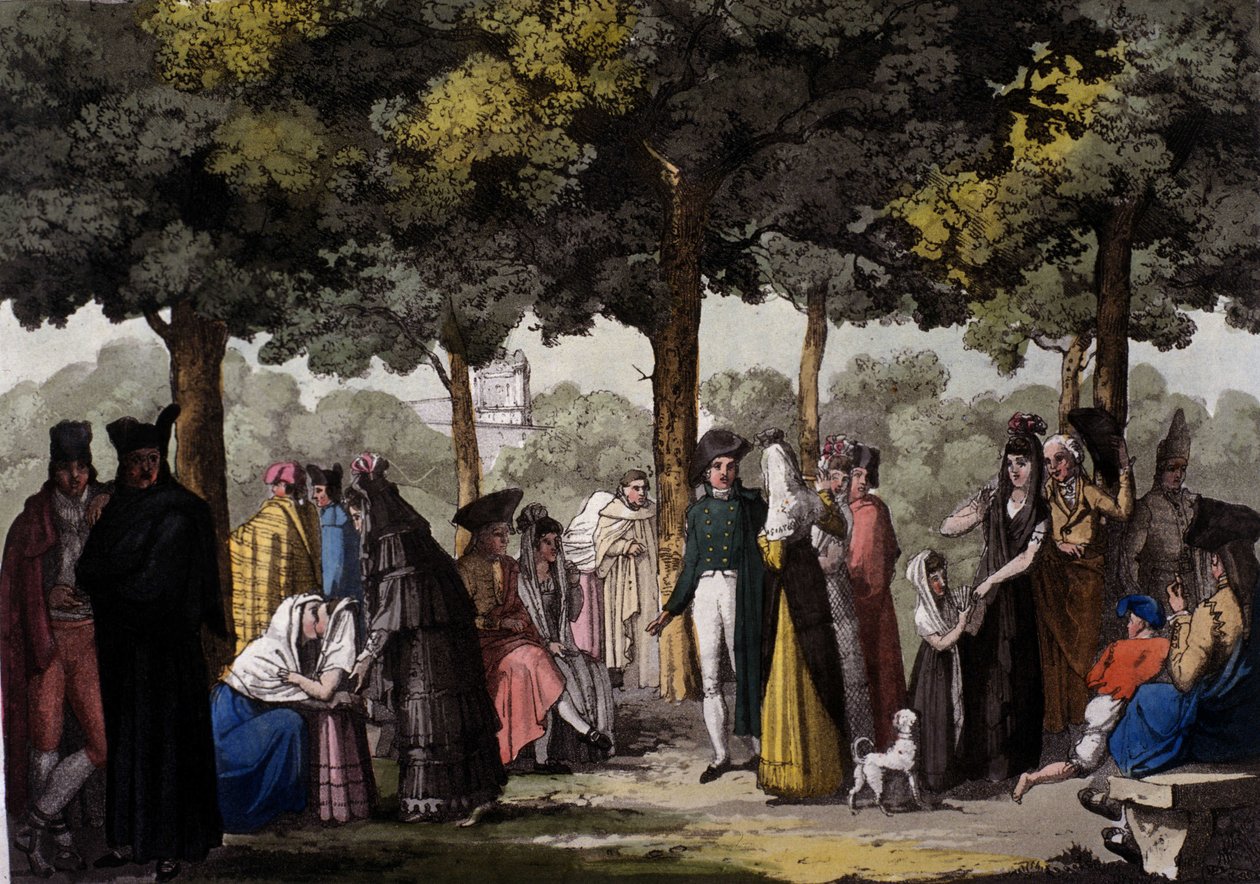 Gå längs Las Ramblas i Barcelona. 1820. av Unknown artist