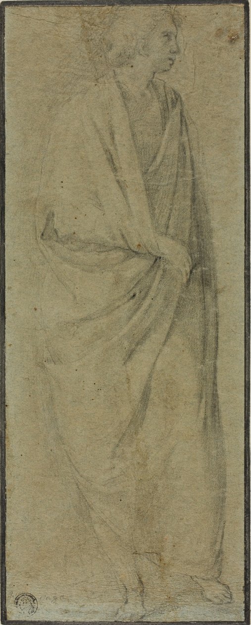 Stående draperad mansfigur av Unknown Florentine