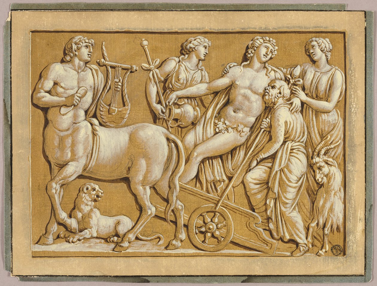 Bacchus i sin vagn med ledsagare av Unknown artist