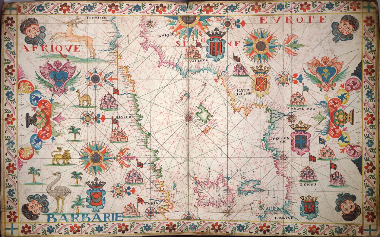Karta över västra Medelhavet, ca 1600 (manuskript) av Unknown artist