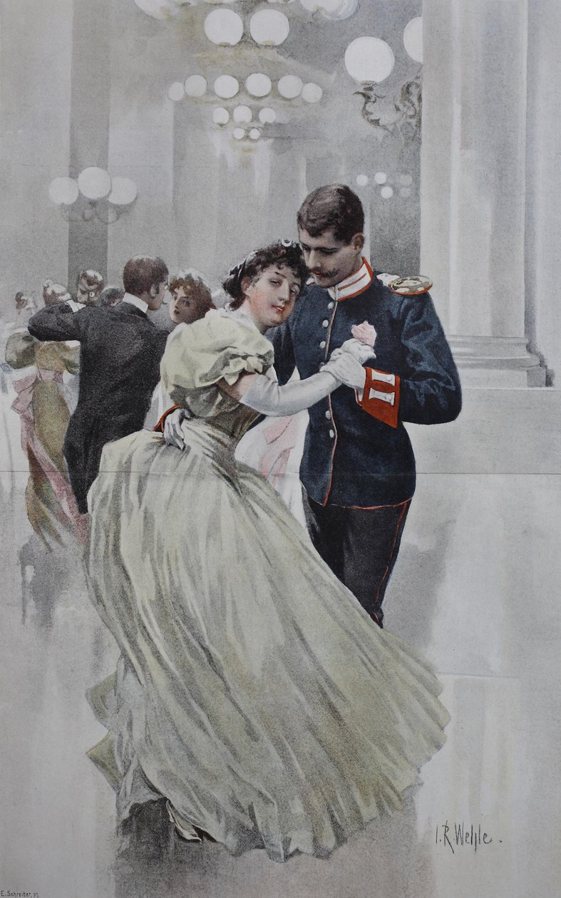 Par som dansar på en julbal av Unknown artist