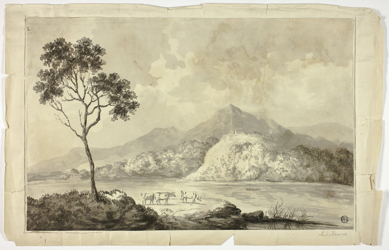 Kor vid bergssjön av Unknown artist