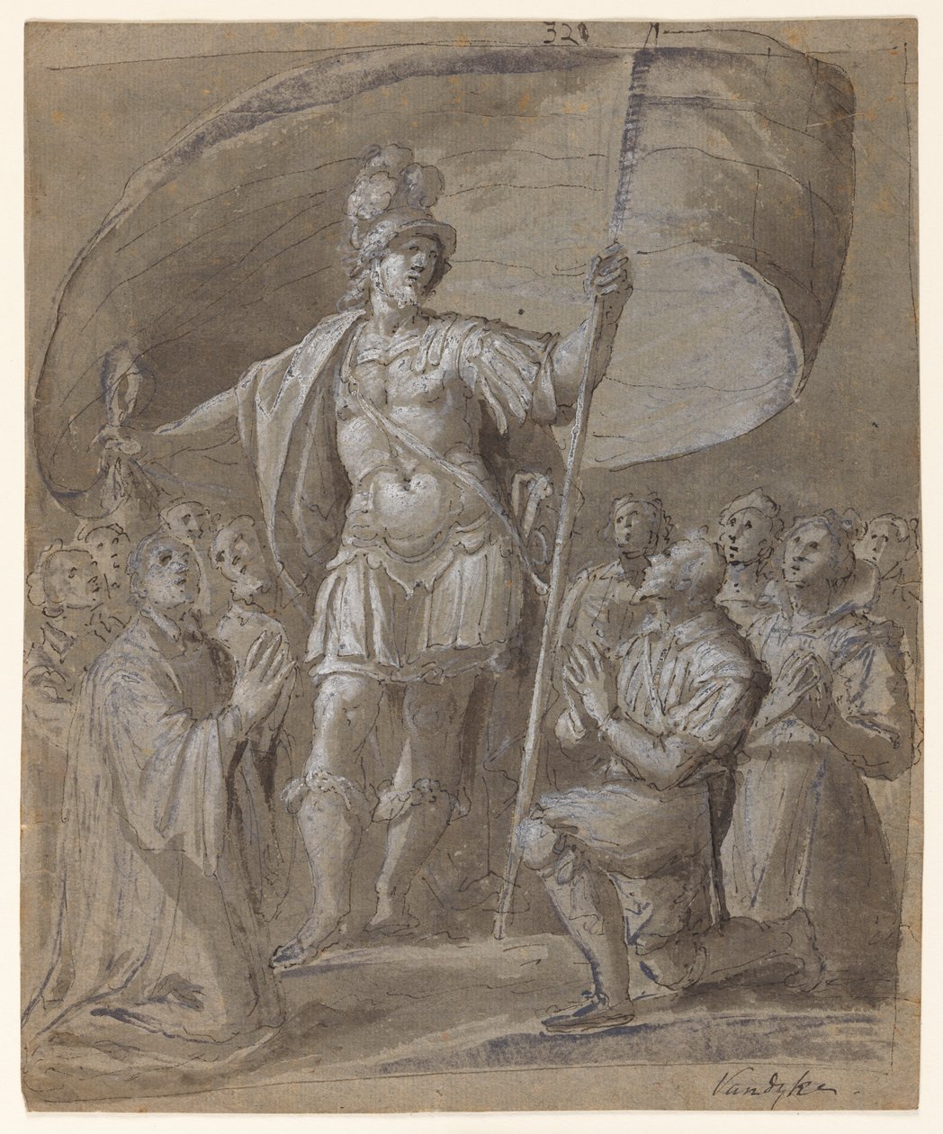 Figurer som hyllar en riddare av Unknown artist