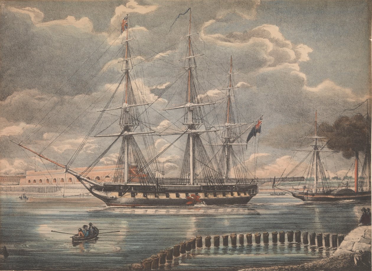 HMS "Active" (litografi, färglagd) av Unknown artist