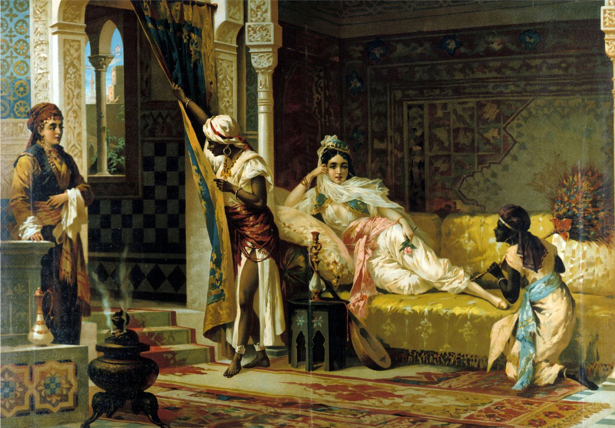 Harem. 1800-talets kromolitografi. av Unknown artist