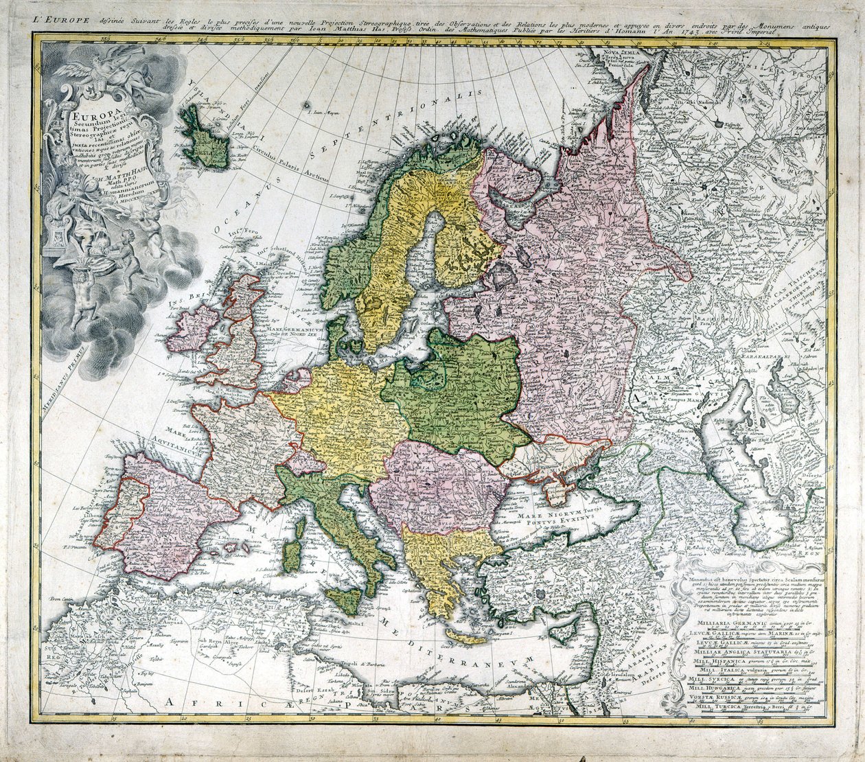 Karta över Europa 1743. av Unknown artist