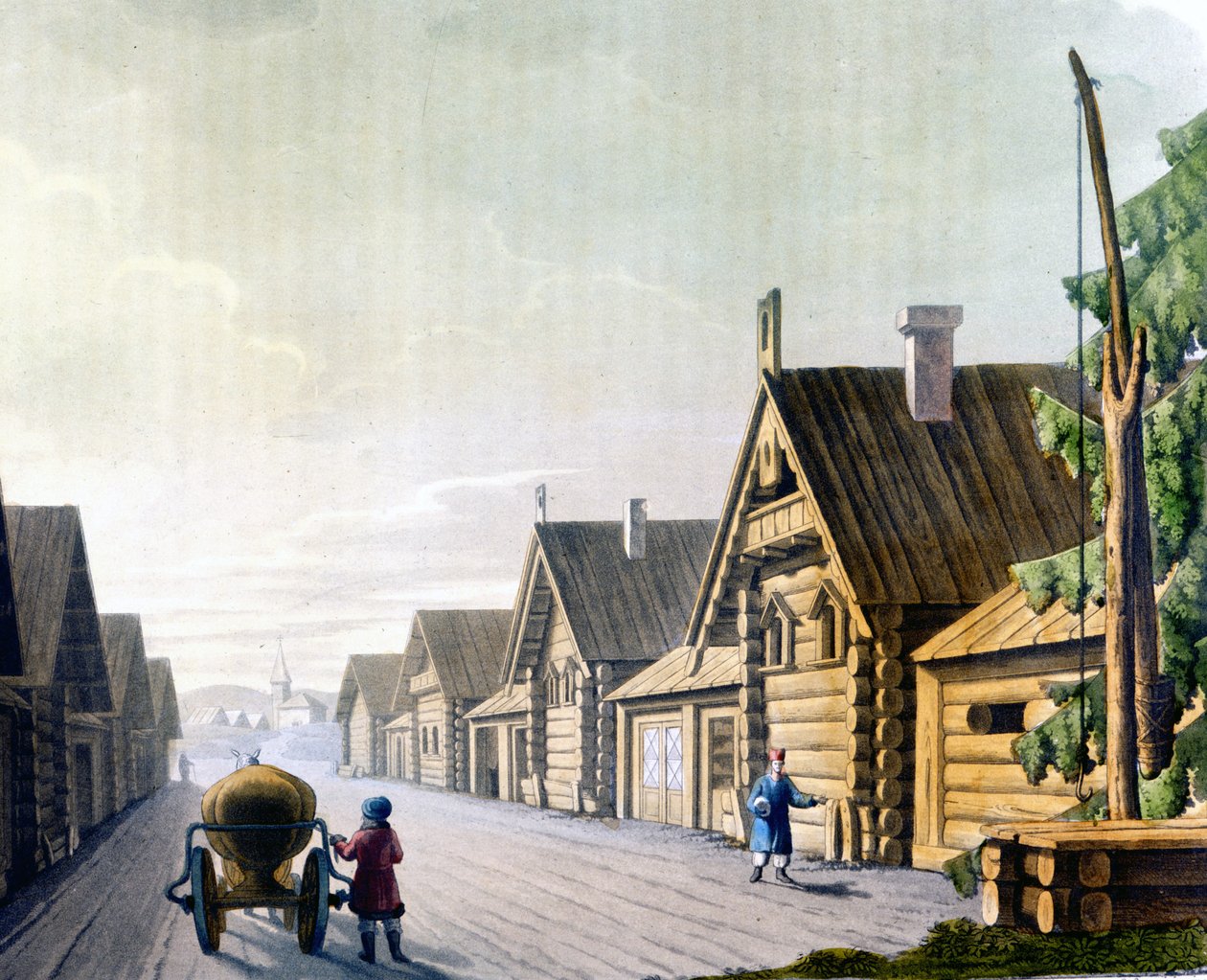Rysk by på 1700-talet. av Unknown artist