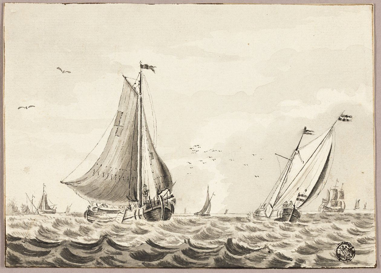 Segelbåtar på havet av Unknown artist