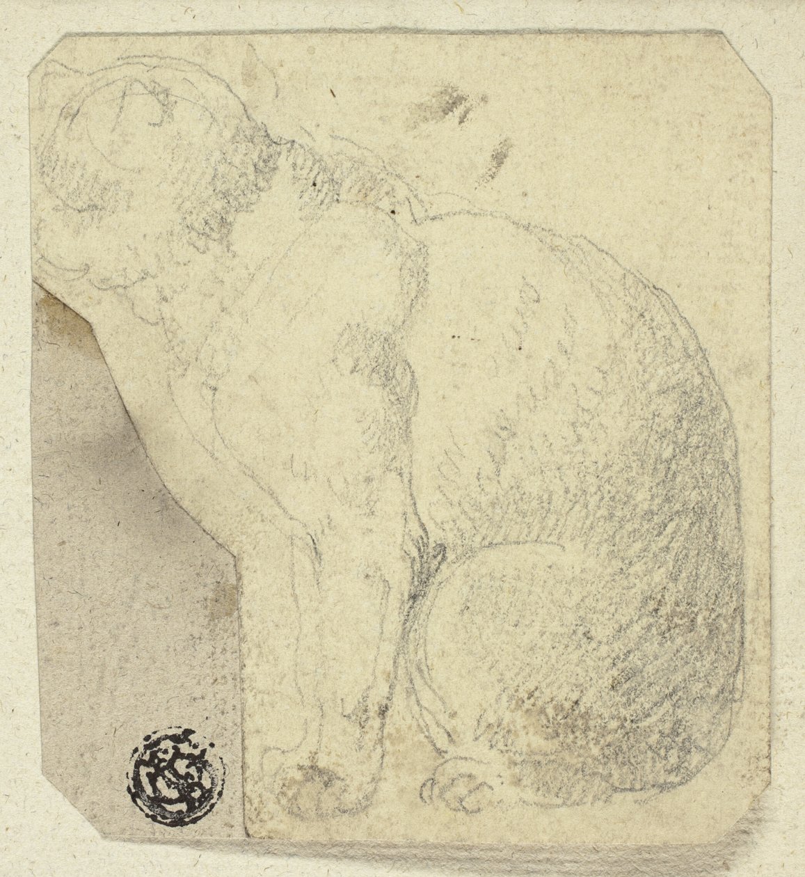 Sittande katt i profil av Unknown artist