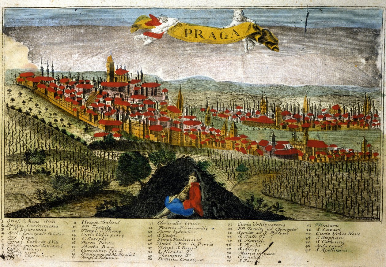 Utsikt över Prag på 1700-talet. av Unknown artist