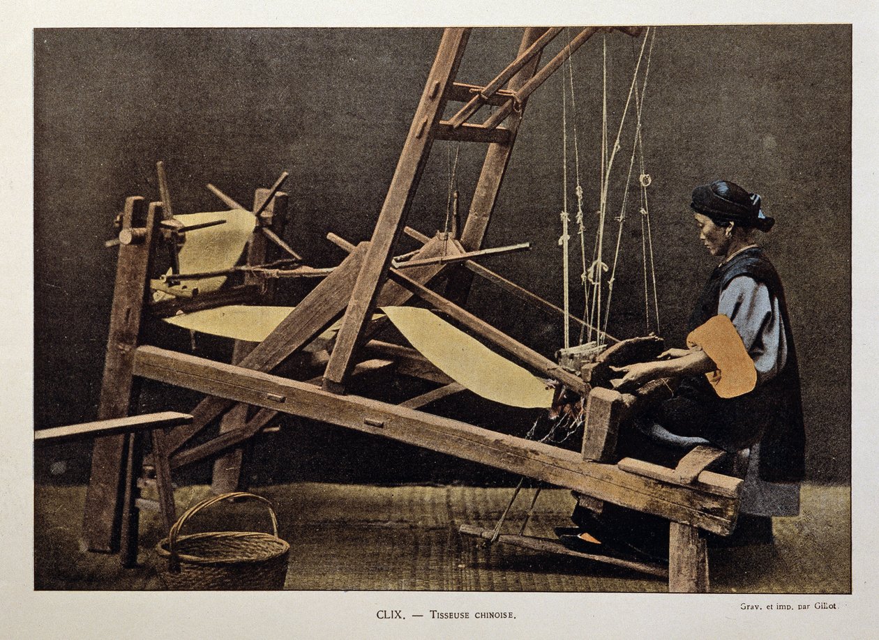 Kinesisk vävare, sent 1800-tal. av Unknown photographer