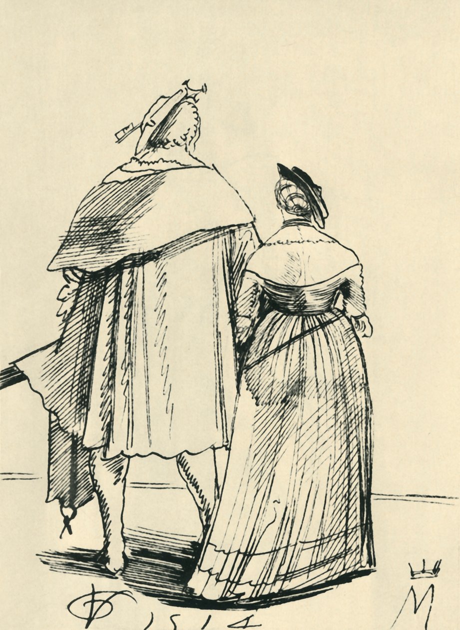 Par ute på promenad, 1514, 1943. av Urs Graf