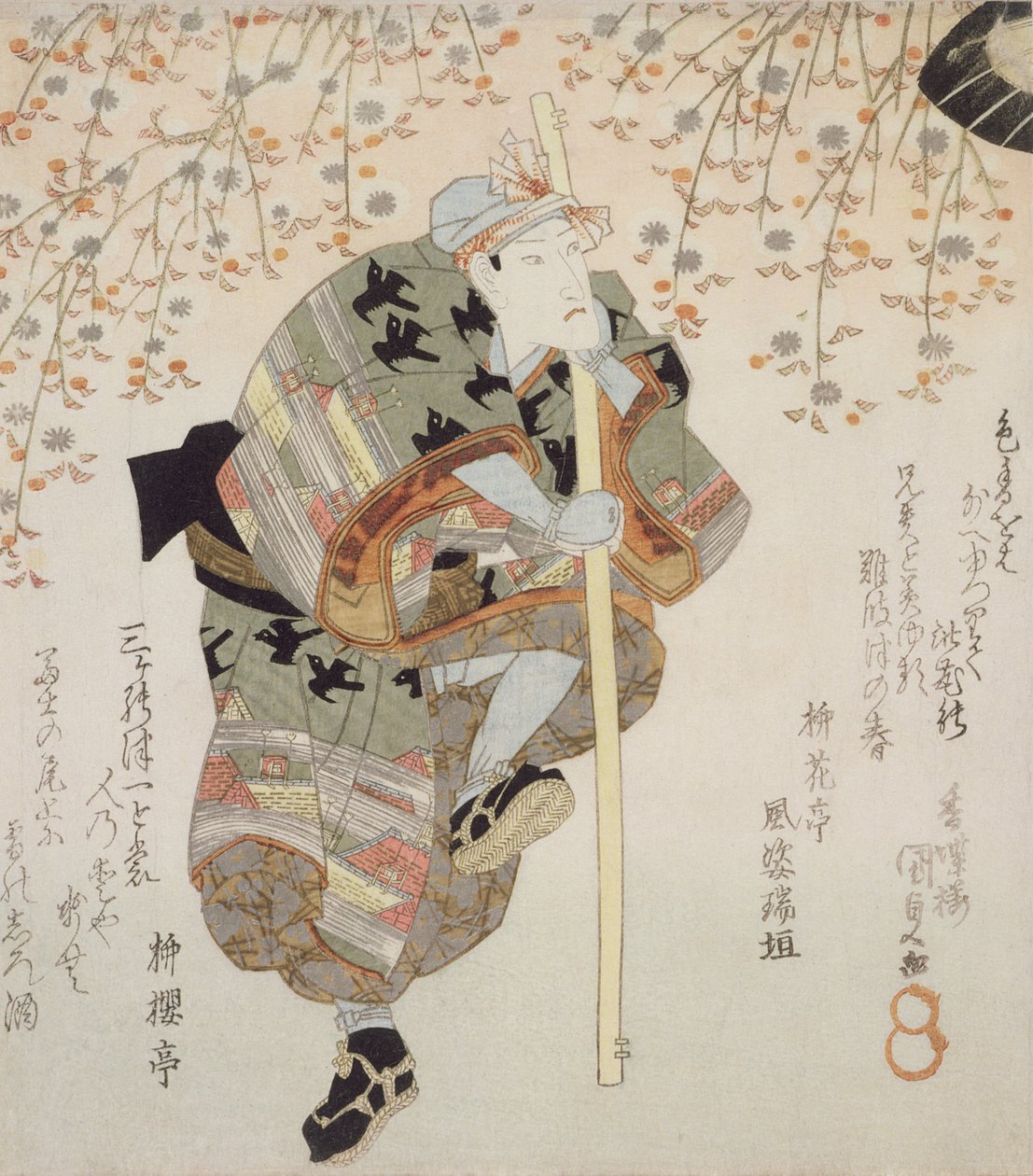 Onoe Kikugoro Good ass m Bay-medlemmen Edo Zakura relaterad till Sukeroku, ca. 1830 (DB ck p Hayashi t) av Utagawa Kunisada